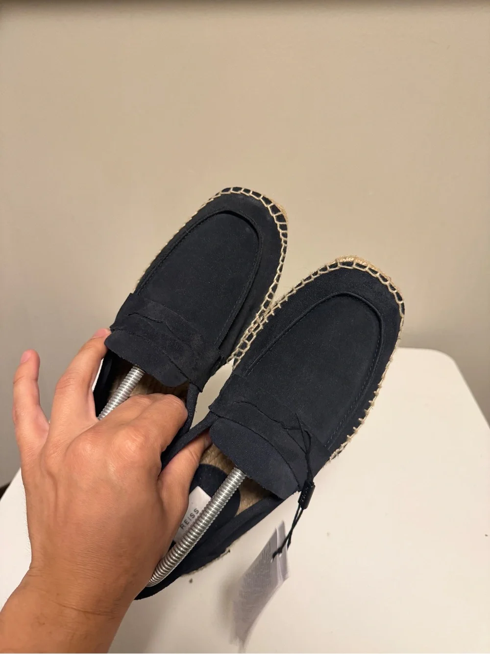 REISS Cannes Suede Penny-Strap Espadrilles in Navy Men’s US 8 EU 41 UK 7